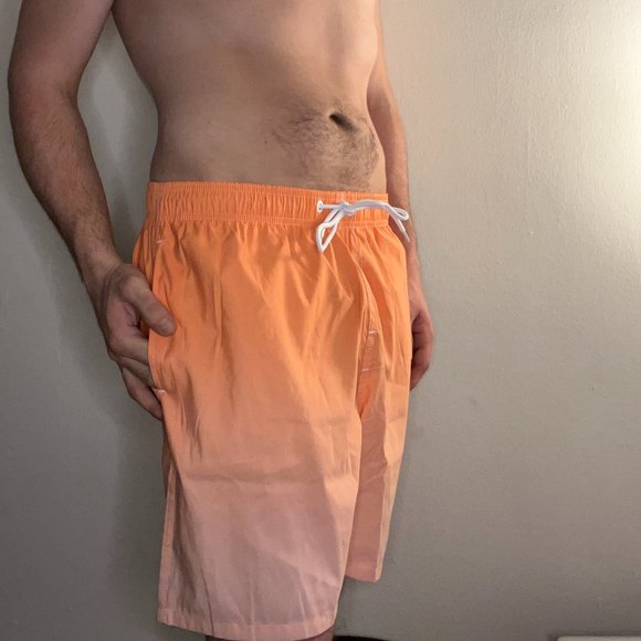 SHEIN Men's Ombre Drawstring Swim Trunks - Orange - Picture 4 of 5